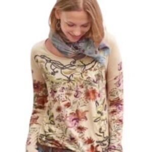 Sundance Floral Long Sleeve Tee - Cream and Multicolor